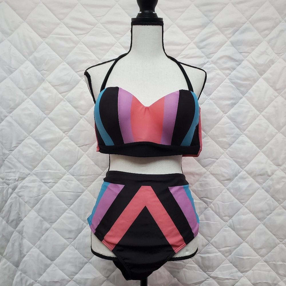 Retro colorblock bikini